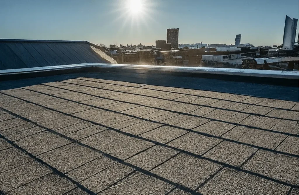 shingles installation on a flat roof