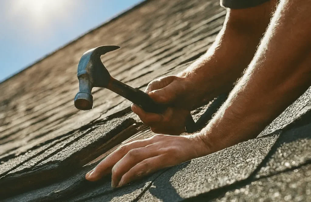 shingles installation on a gable roof